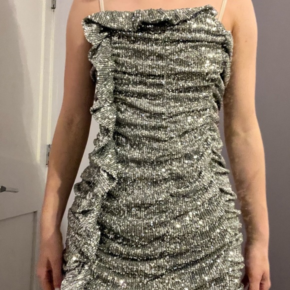 Silver sparkly strapless mini dress - Picture 2 of 2